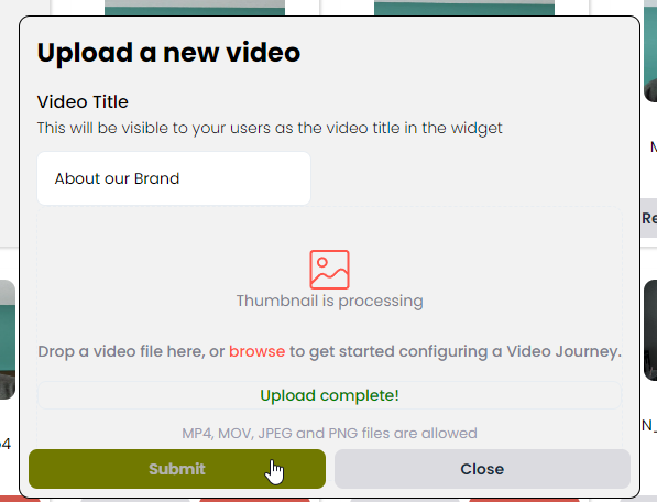 image of video upload form